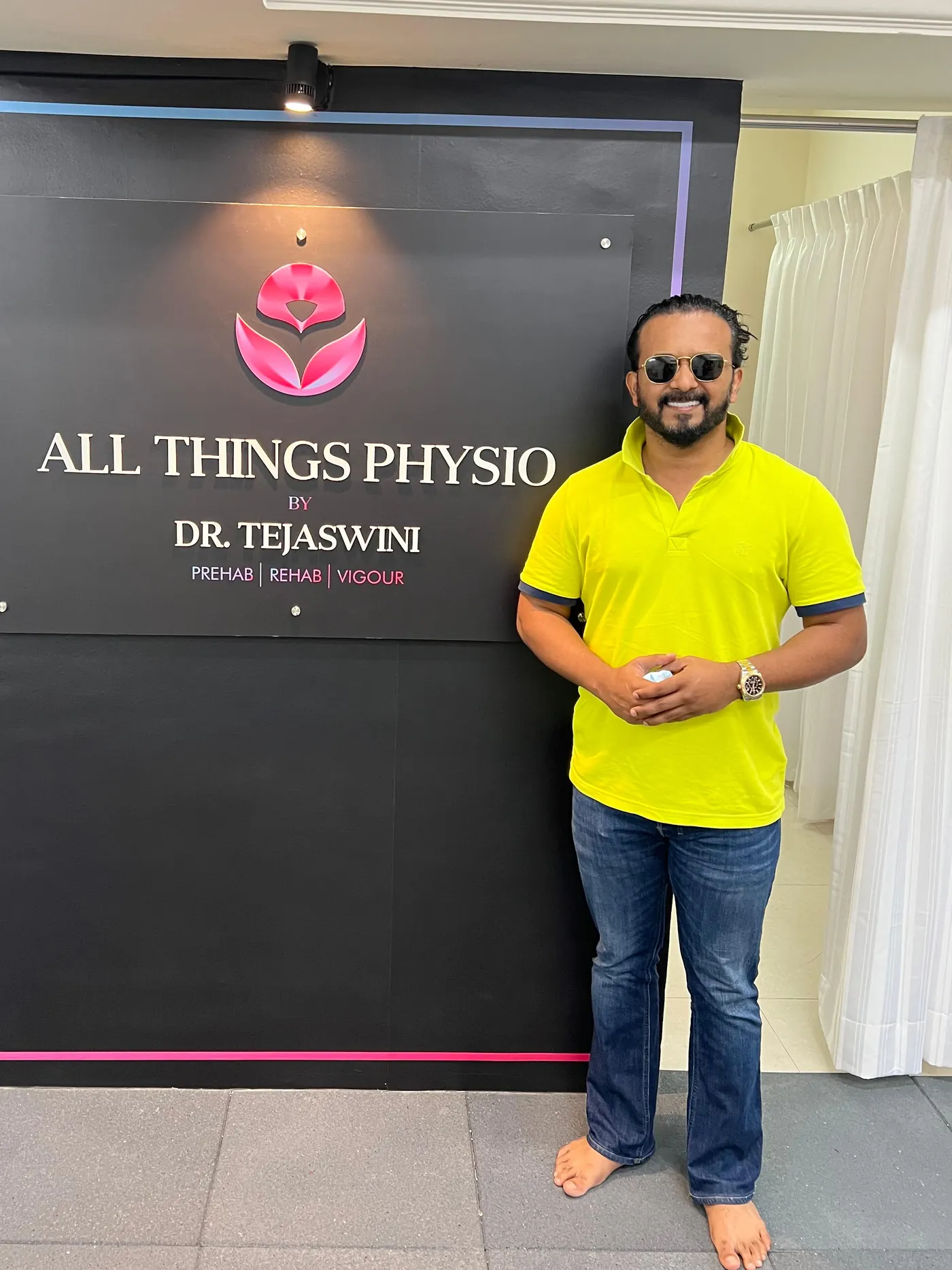 Indian cricketer Kedar Jadhav at the All Things Physio clinic